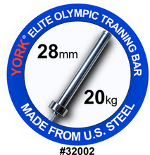 Load image into Gallery viewer, York Elite Olympic Training Weight Bar – 28mm, Satin Chrome Finish