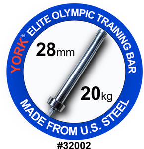 York Elite Olympic Training Weight Bar –  28mm, Satin Chrome Finish